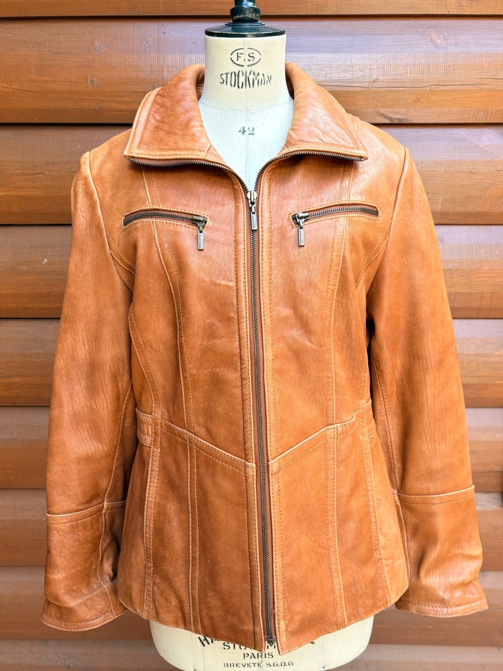 Anne Klein Leather Zip-Front Jacket